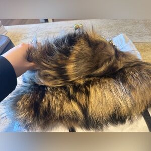Genuine fur clutch with strap